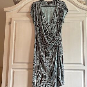 Tommy Bahama Brown and Blue Faux Wrap Dress